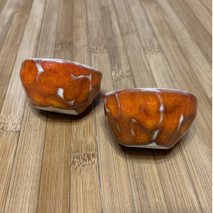 Пиалы для чая оранжевая Лава  ручная работа 25 мл